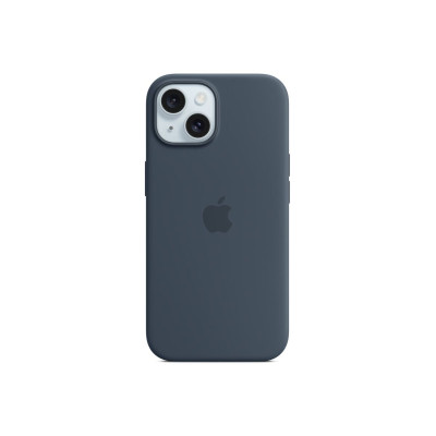   Луксозен силиконов гръб оригинален MT123ZM/A OFFICIAL Apple Silicone Case With MagSafe за Apple iPhone 15 Plus 6.7 тъмно син/Storm Blue